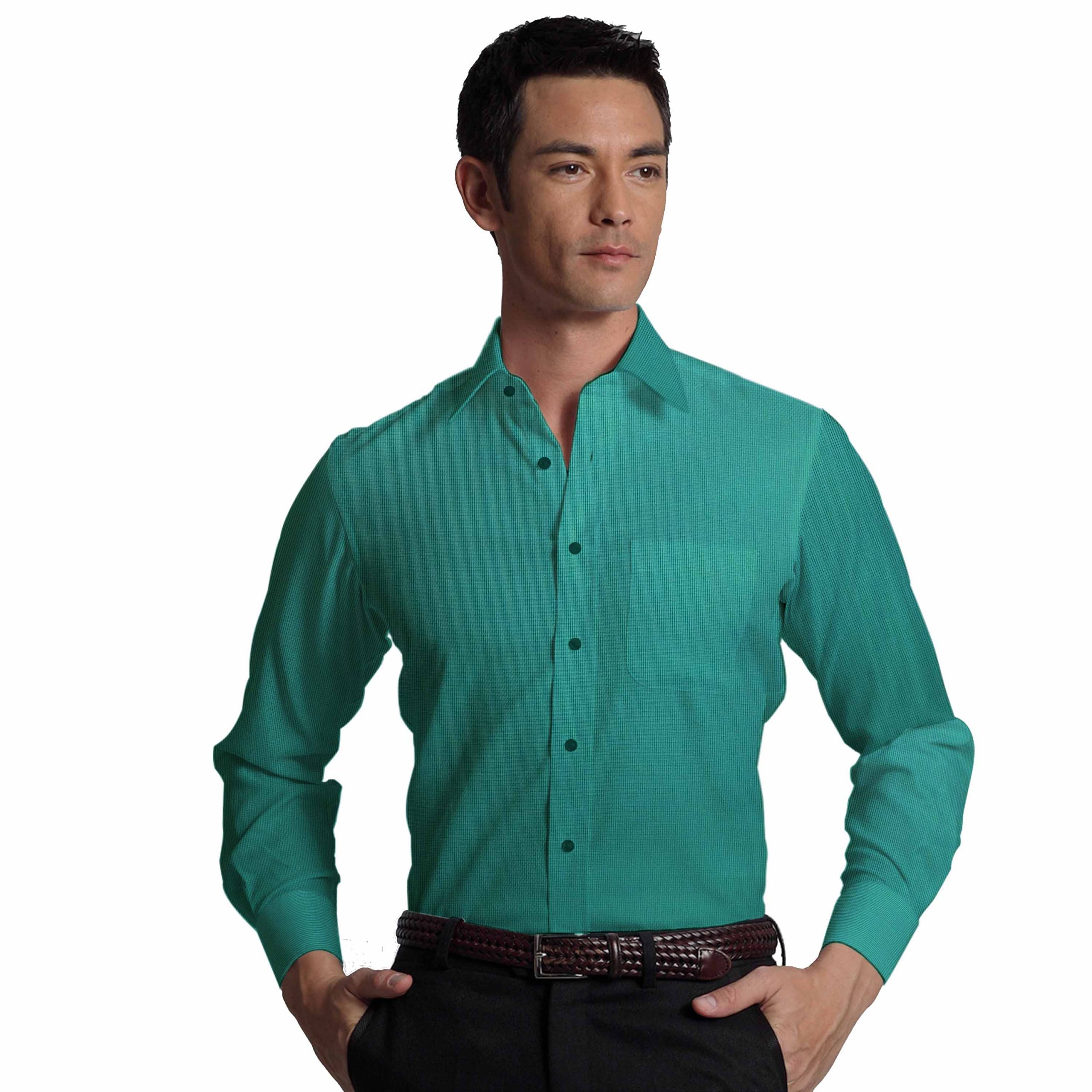 Soktas Men's Sea Green 120's Giza Cotton Self Design Shirt Fabric
