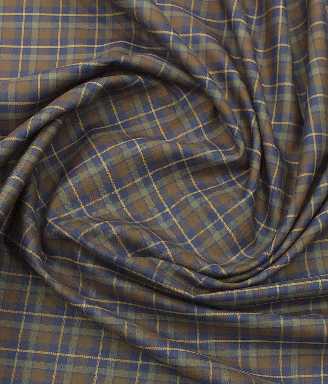 Soktas Men's Brown & Blue Giza Cotton Burberry Check Twill Weave Shirt Fabric