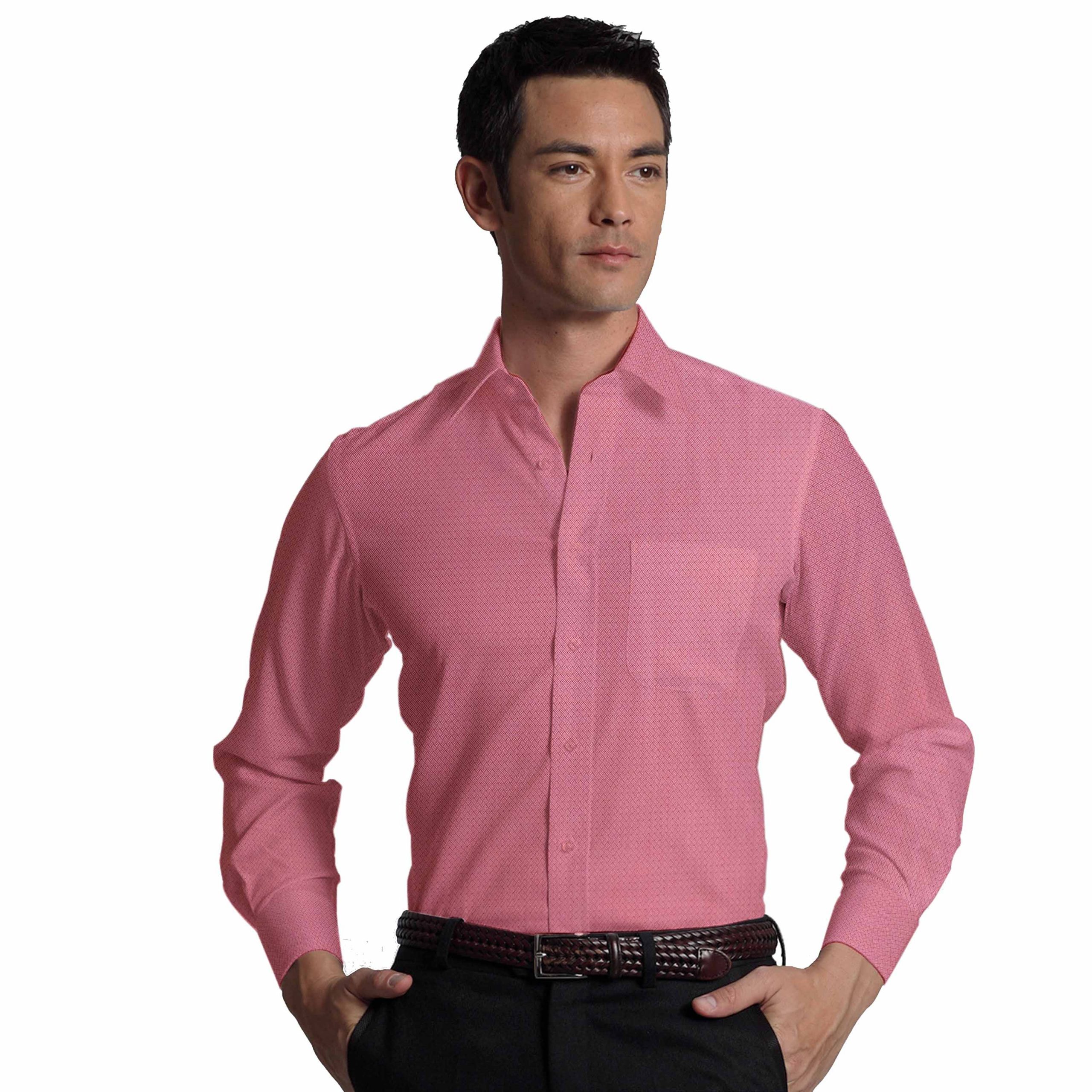 Solino Men's Rose Pink Giza Cotton Jacquard Weave Shirt Fabric