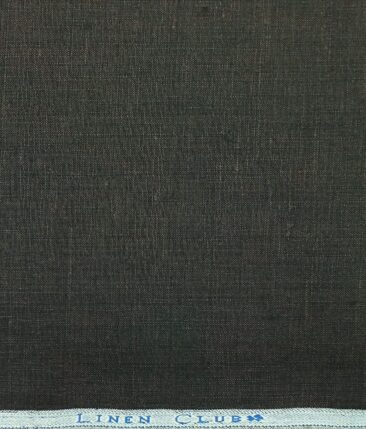 Linen Club Dark Brown 100% Pure Linen Self Design Unstitched Trouser Fabric