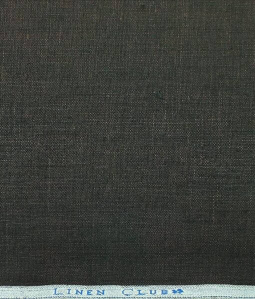 Linen Club Dark Brown 100% Pure Linen Self Design Unstitched Trouser Fabric