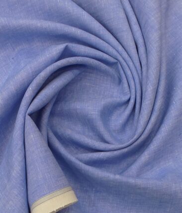 Linen Club Light Sky Blue 100% Pure Linen Self Design Unstitched Trouser Fabric