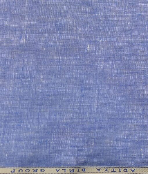 Linen Club Light Sky Blue 100% Pure Linen Self Design Unstitched Trouser Fabric