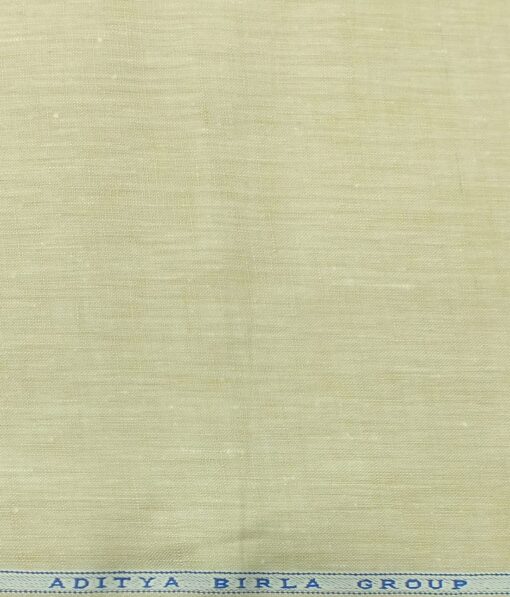 Linen Club Egg Nog Beige 100% Pure Linen Self Design Unstitched Trouser Fabric