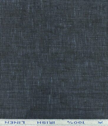 Arvind Dark Blue 100% Pure Linen 25 LEA Structured Unstitched Trouser Fabric