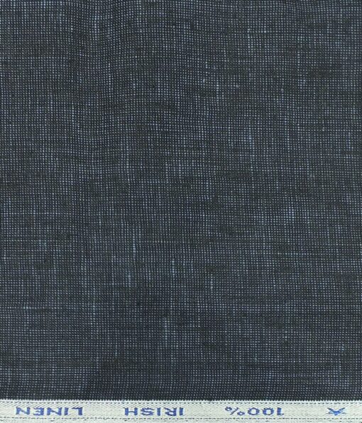 Arvind Dark Blue 100% Pure Linen 25 LEA Structured Unstitched Trouser Fabric