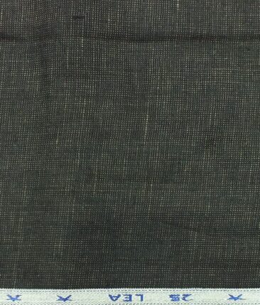 Arvind Dark Brownish Green 100% Pure Linen 25 LEA Structured Unstitched Trouser Fabric