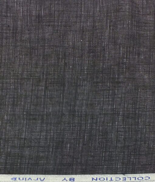 Arvind Dark Purplish Blue 100% Pure Linen 25 LEA Structured Unstitched Trouser Fabric