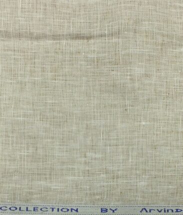 Arvind Butter Light Oat Beige 100% Pure Linen 25 LEA Structured Unstitched Trouser Fabric