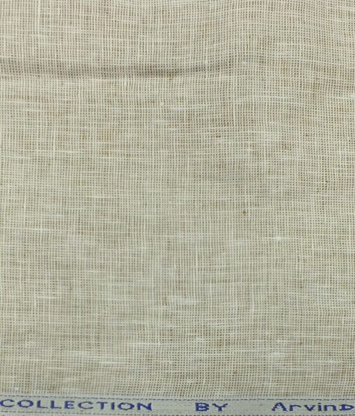 Arvind Butter Light Oat Beige 100% Pure Linen 25 LEA Structured Unstitched Trouser Fabric