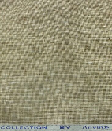 Arvind Butter Sand Beige 100% Pure Linen 25 LEA Structured Unstitched Trouser Fabric