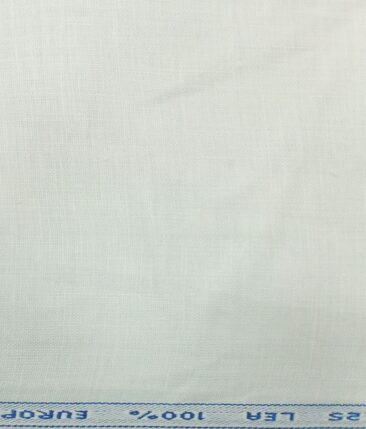 Cadini by Siyaram's White 100% Pure Linen 25 LEA Self Design Unstitched Trouser Fabric