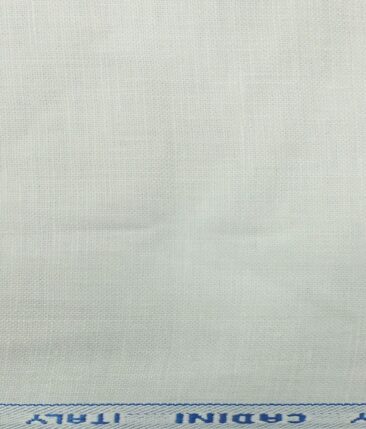 Cadini by Siyaram's White 100% Pure Linen 25 LEA Self Design Unstitched Trouser Fabric