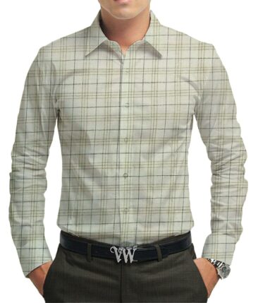 Raymond Medium Brown Structured Trouser Fabric With Exquisite Khadi Look Cream Checks Shirt Fabric (Unstitched)