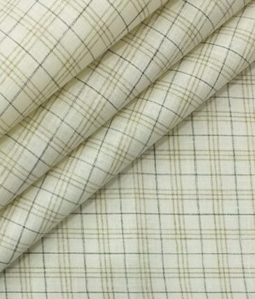 Raymond Medium Brown Structured Trouser Fabric With Exquisite Khadi Look Cream Checks Shirt Fabric (Unstitched)