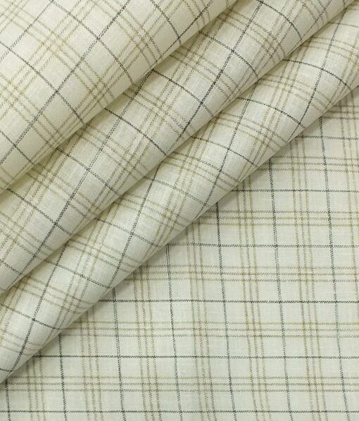 Raymond Medium Brown Structured Trouser Fabric With Exquisite Khadi Look Cream Checks Shirt Fabric (Unstitched)