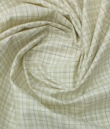 Raymond Medium Brown Structured Trouser Fabric With Exquisite Khadi Look Cream Checks Shirt Fabric (Unstitched)