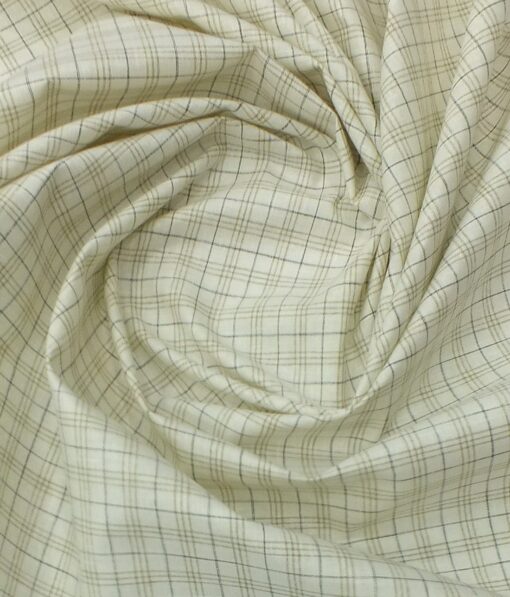 Raymond Medium Brown Structured Trouser Fabric With Exquisite Khadi Look Cream Checks Shirt Fabric (Unstitched)