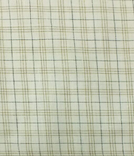 Raymond Medium Brown Structured Trouser Fabric With Exquisite Khadi Look Cream Checks Shirt Fabric (Unstitched)