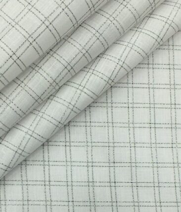 Raymond Dark Worsted Grey Trouser Fabric With Exquisite Khadi Look White Checks Shirt Fabric (Unstitched)