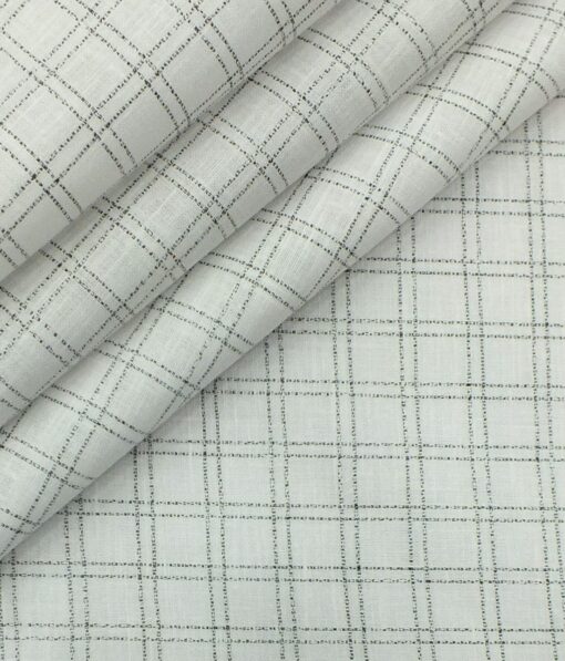 Raymond Dark Worsted Grey Trouser Fabric With Exquisite Khadi Look White Checks Shirt Fabric (Unstitched)