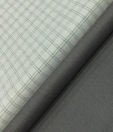 Raymond Dark Worsted Grey Trouser Fabric With Exquisite Khadi Look White Checks Shirt Fabric (Unstitched)