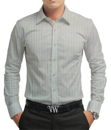 Raymond Dark Greenish Grey Self Check Trouser Fabric With Exquisite Light Grey Striped Shirt Fabric (Unstitched)