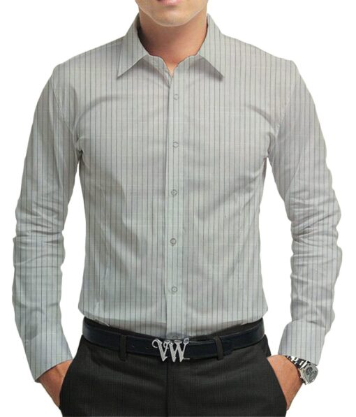 Raymond Dark Greenish Grey Self Check Trouser Fabric With Exquisite Light Grey Striped Shirt Fabric (Unstitched)