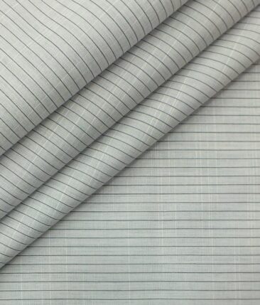 Raymond Dark Greenish Grey Self Check Trouser Fabric With Exquisite Light Grey Striped Shirt Fabric (Unstitched)