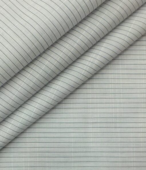 Raymond Dark Greenish Grey Self Check Trouser Fabric With Exquisite Light Grey Striped Shirt Fabric (Unstitched)