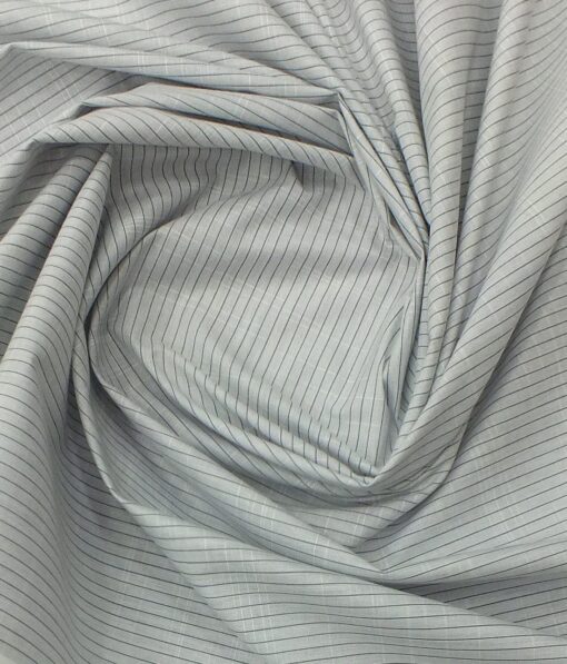 Raymond Dark Greenish Grey Self Check Trouser Fabric With Exquisite Light Grey Striped Shirt Fabric (Unstitched)