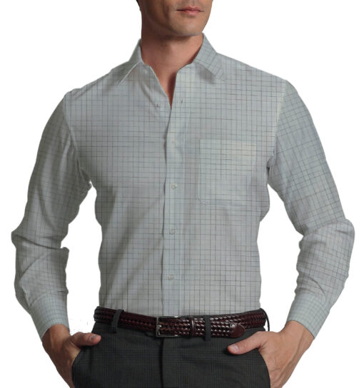 Raymond Dark Grey Broad Self Checks Trouser Fabric With Exquisite Light Grey Checks Shirt Fabric (Unstitched)