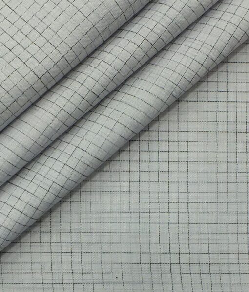 Raymond Dark Grey Broad Self Checks Trouser Fabric With Exquisite Light Grey Checks Shirt Fabric (Unstitched)
