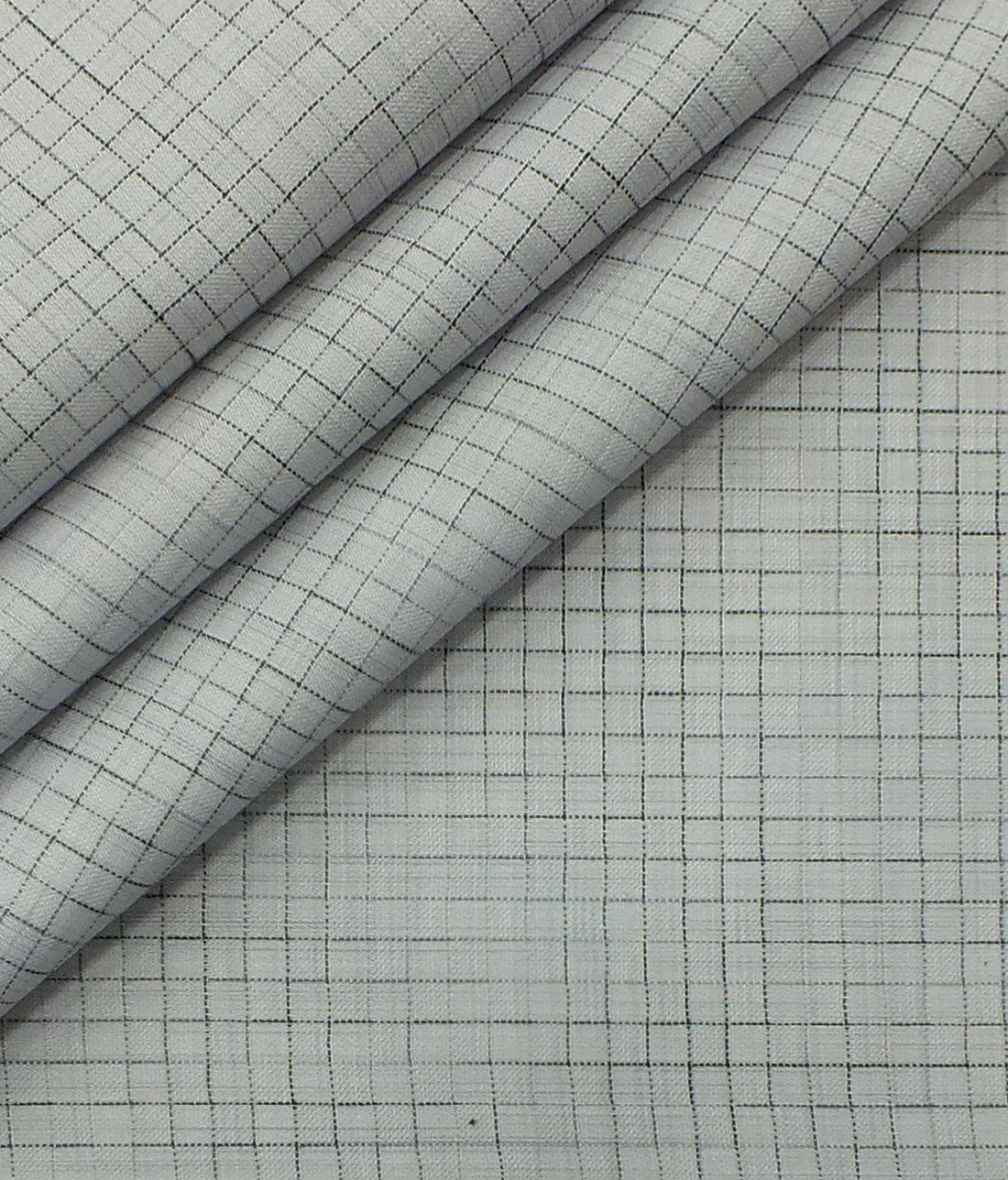 Raymond Dark Grey Broad Self Checks Trouser Fabric With Exquisite Light Grey Checks Shirt Fabric Unstitched