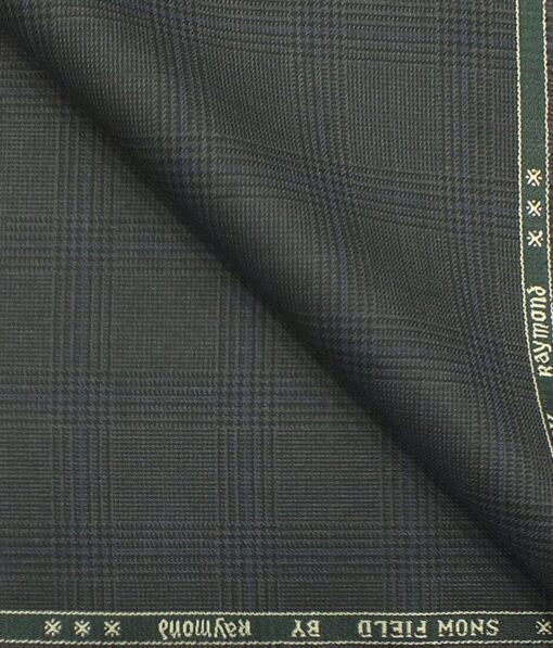Raymond Dark Grey Broad Self Checks Trouser Fabric With Exquisite Light Grey Checks Shirt Fabric (Unstitched)