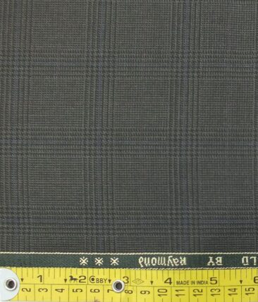 Raymond Dark Grey Broad Self Checks Trouser Fabric With Exquisite Light Grey Checks Shirt Fabric (Unstitched)