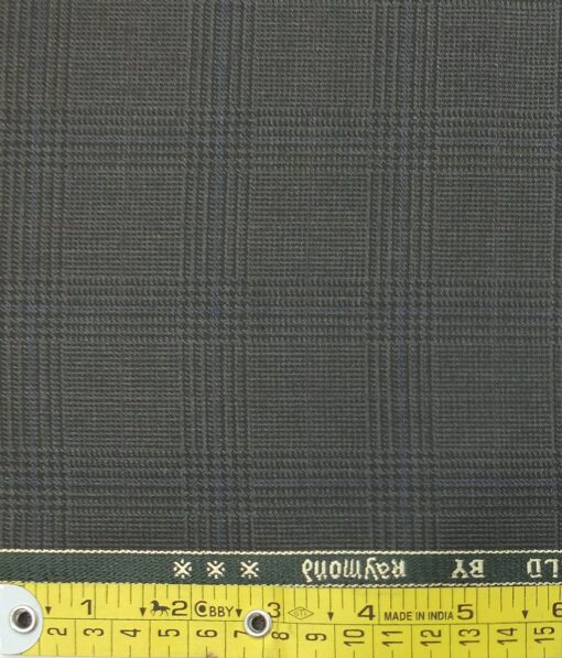 Raymond Dark Grey Broad Self Checks Trouser Fabric With Exquisite Light Grey Checks Shirt Fabric (Unstitched)