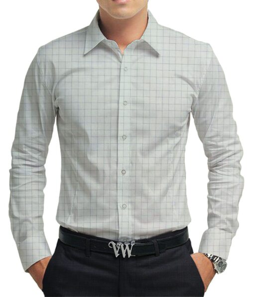 Raymond Dark Blue Self Design Trouser Fabric With Exquisite White Checks Shirt Fabric (Unstitched)