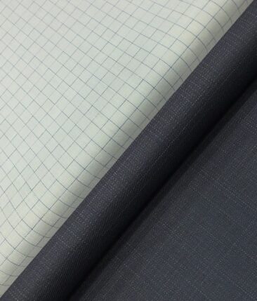 Raymond Dark Blue Self Design Trouser Fabric With Exquisite White Checks Shirt Fabric (Unstitched)