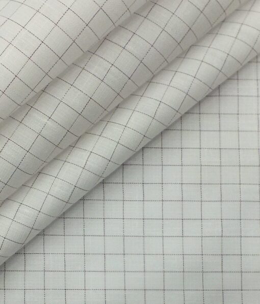 Raymond Dark Brown Self Checks Trouser Fabric With Exquisite White Checks Shirt Fabric (Unstitched)