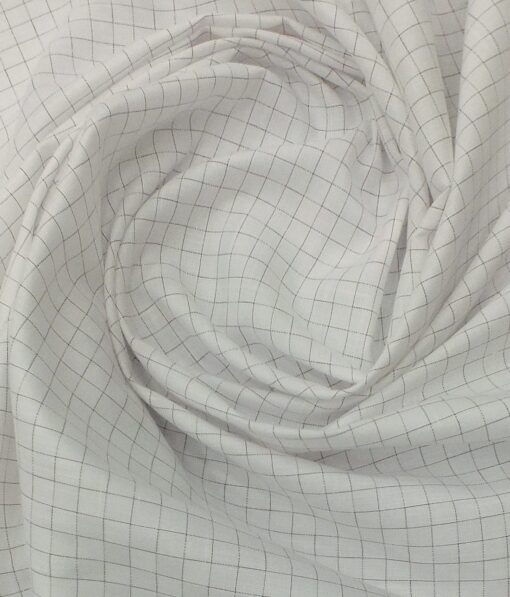 Raymond Dark Brown Self Checks Trouser Fabric With Exquisite White Checks Shirt Fabric (Unstitched)