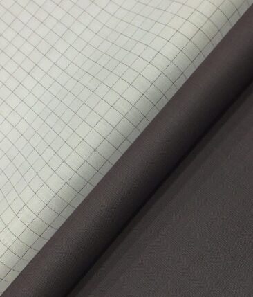 Raymond Dark Brown Self Checks Trouser Fabric With Exquisite White Checks Shirt Fabric (Unstitched)