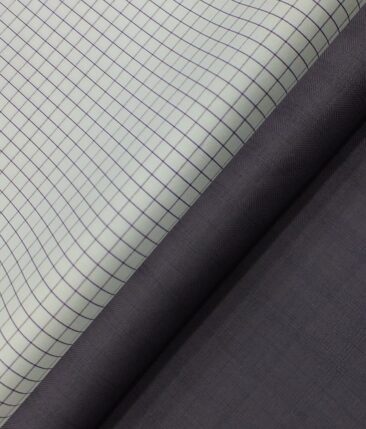 Raymond Dark Purple Self Check Trouser Fabric With Exquisite White base Purple Checks Shirt Fabric (Unstitched)