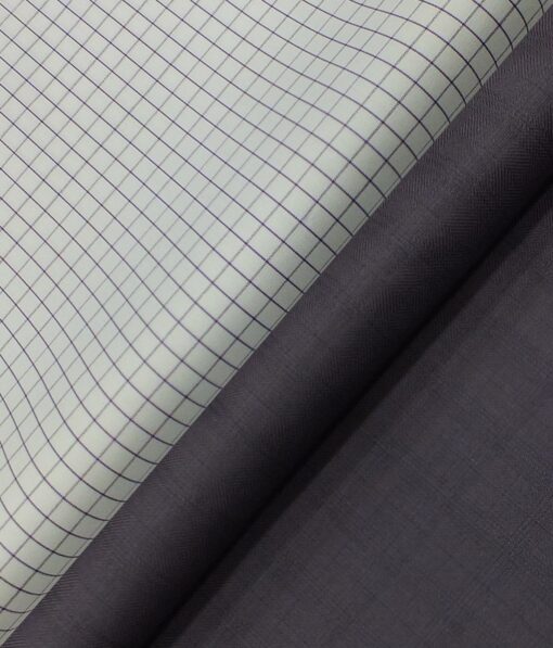 Raymond Dark Purple Self Check Trouser Fabric With Exquisite White base Purple Checks Shirt Fabric (Unstitched)