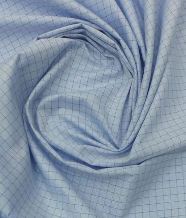 Raymond Dark Navy Blue Self Design Trouser Fabric With Exquisite Sky Blue Checks Shirt Fabric (Unstitched)