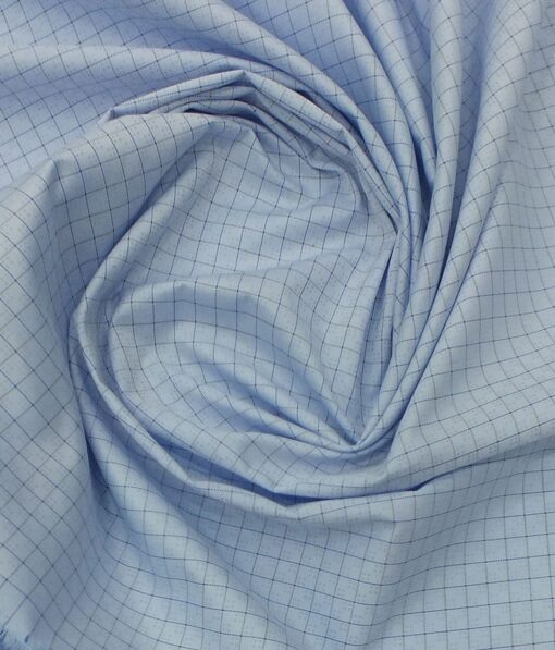 Raymond Dark Navy Blue Self Design Trouser Fabric With Exquisite Sky Blue Checks Shirt Fabric (Unstitched)