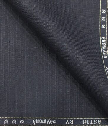 Raymond Dark Navy Blue Self Design Trouser Fabric With Exquisite Sky Blue Checks Shirt Fabric (Unstitched)