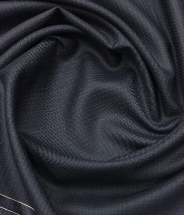 Raymond Dark Navy Blue Self Design Trouser Fabric With Exquisite Sky Blue Checks Shirt Fabric (Unstitched)