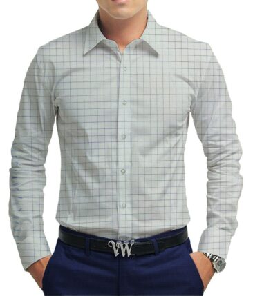 Raymond Bright Royal Blue Self Design Trouser Fabric With Exquisite White base Blue Checks Shirt Fabric (Unstitched)