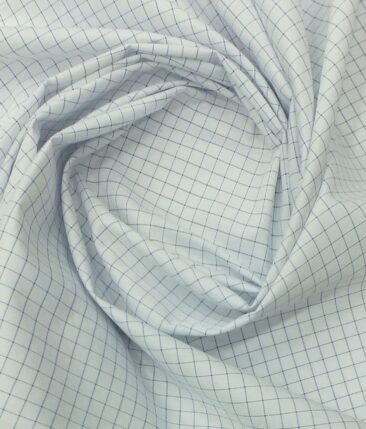 Raymond Bright Royal Blue Self Design Trouser Fabric With Exquisite White base Blue Checks Shirt Fabric (Unstitched)